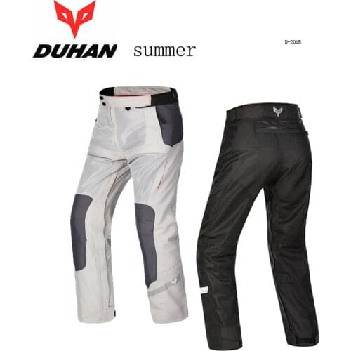 SUMMER Mesh Fabric oxford DUHAN DK201B mens motorcycle pants with knee Moto motocross trousers Size M L XL XXL black gray white