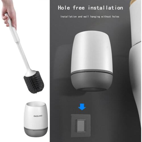 Toilet Brush High Holder Stand Guard Long Handle Bathroom Cleaning Tool Kit with Soft Bristle Toilet Bowl Brush Set