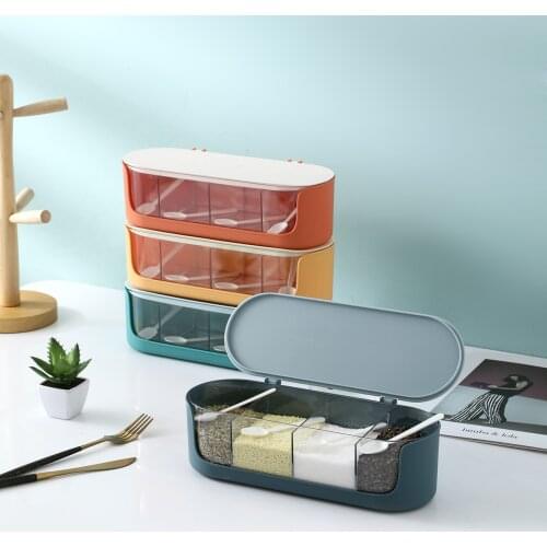 Seasoning Box Set Combination Kitchen Condiment Storage Box Salt MSG Seasoning Jars