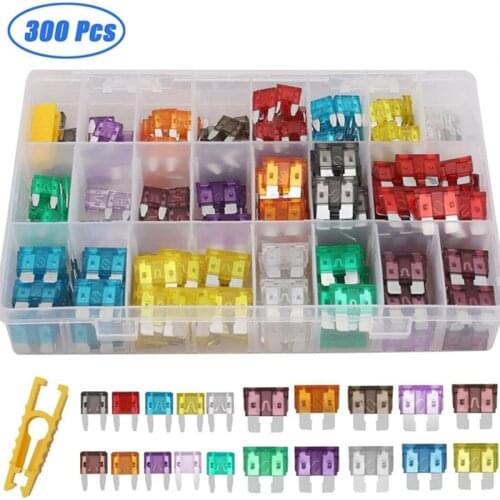 300pcs Car Blade Fuse Assortment Kit 5/7/10/15/20/25/30A Fuse Mini Small Size Blade Set Auto Truck Automotive Fuse with Box