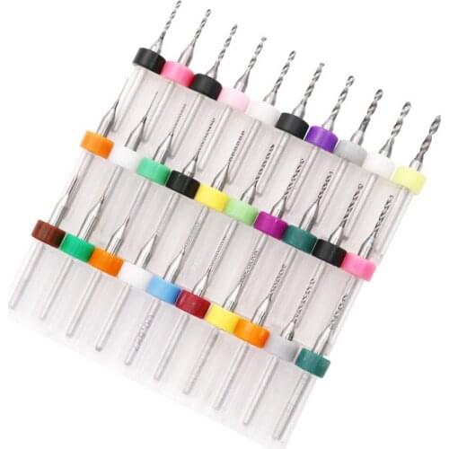 10pcs 0.1mm-3.0mm PCB Drill Bit Set 1/8"Shank Spiral Flute Import Carbide Micro PCB Drill Bits Mini CNC Twist Drilling Bit Set