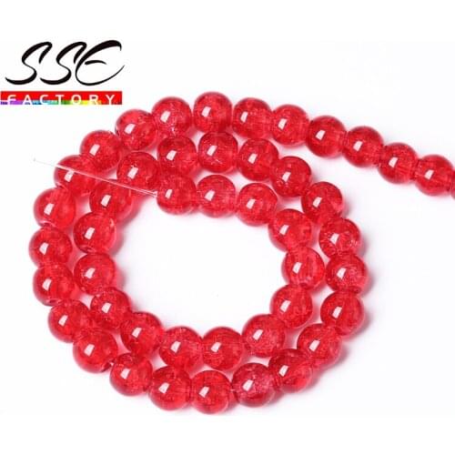 Natural Red Cracked Crystal Beads Natural Stone Round Loose Beads 8 10 12MM For Jewelry Making DIY Bracelet 15'Strand Wholesale