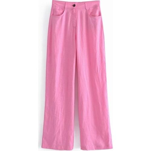 JC·KILIG 2021 New Womens High Waist Linen Wide Leg Pants W64323H