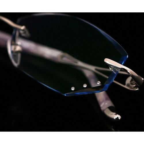 Height Slim Female Diamond Trimming Glasses Rimless Glasses Finished with Customized Prescription Glasses Color Glasses 98