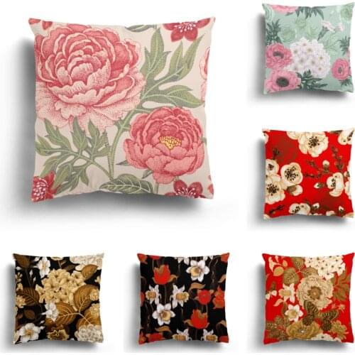 Peony, chrysanthemum, morning glory, flowers series, short plush pillowcase, cushion cover, home decoration sofa pillowcase