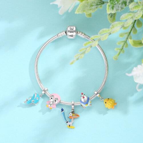 AGATA Silver Charms Animal Pendant 925 Silver Parrot chick whale shape Design Charms Fit Original DIY Bracelet Fine Jewelry