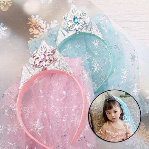 Childrens Sequined Big Crown Headband With Long Veils Fairy Stick Hair Accessories Suitable For Girls Birthday With Sceptre