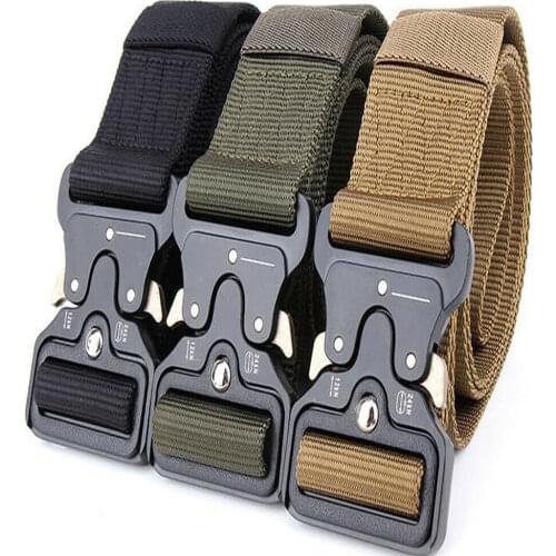 New Tactical Belt Men Adjustable Heavy Duty Military Tactical Waist Belts with Metal Buckle Nylon Belt Hunting Accessories 125cm