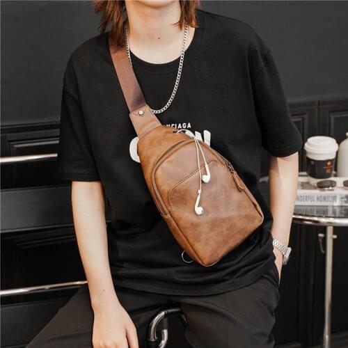 Luxury Designer Bags Men CrossBody Bags Pu Chest Bag for Men Travel Belt Pouc Male Crossbody Shoulder Bags