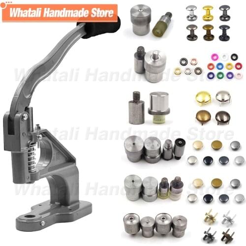 Hand Press Machine For Leathercraft Shoes Bag Belt Clothing With Installation Press Dies Mold Set Kits Eyelet Rivet Snap Button