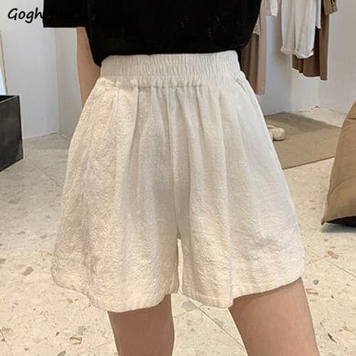 Shorts Women Soft Solid Fashion Loose Chic Ulzzang Stylish Students Elegant Ladies Summer Tender Pockets Elastic Waist Cool New