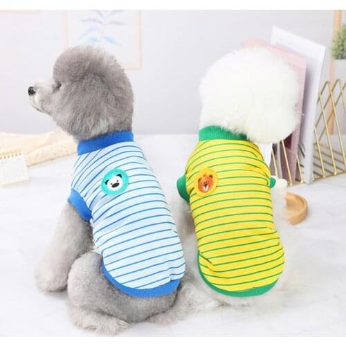 Stylish Dog Costume Stripe Design Round Neck Pet Cloth Cartoon Animal Printing Vest T-Shirt Summer Dogs Clothes Supplies
