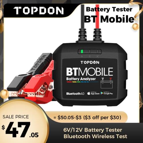 TOPDON Bluetooth Car Battery Tester BT mobile 12V Wireless Battery Monitor 100 to 2000CCA Auto Charger Cranking Analyzer Tool