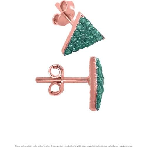 Triangle Green Cubic Zirconia Star Cubic Zirconia Women Silver Earrings