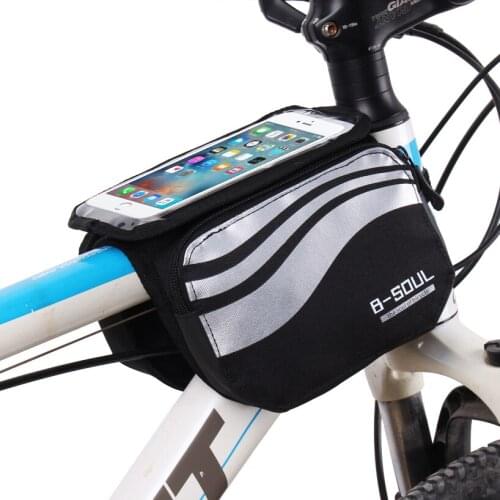 B-SOUL Bike Bicycle Frame Front Head Top Tube Bag Double IPouch Cycling Pannier For 5.7 inch Smartphone Touch Screen