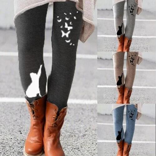Cats/Butterflies Print Women Leggings Elastic High Waist Leggings Pants for Women Sports Hip Lifting Skinny Pants Women Leggings
