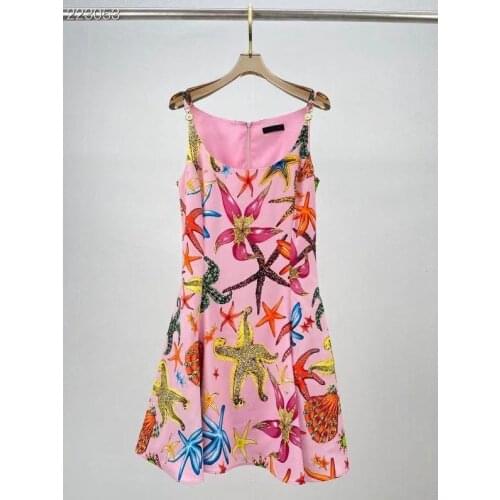 Runway Summer Sexy Spaghetti Strap Mini Dress Women Floral Print Slash Neck Sexy Ruffle Beach Dresses