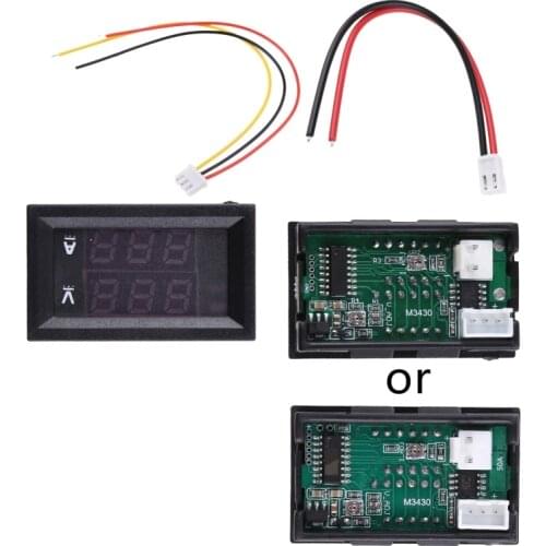 0-100V/50A Red Blue Digital Voltmeter Ammeter 2in1 DC Volt Amp Meter W/ Shunt
