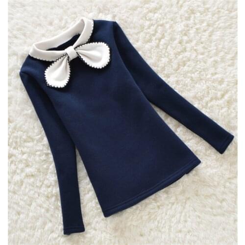 2016 Autumn Girls Blouse Children Clothing Cute Bow Child Shirt Cotton Long Sleeve Shirt Kids Clothes 4 Colors Age 2-16T 1584