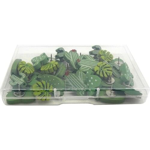 30Pcs Cork Pushpin Cork Fixing Nail Cactus Turtle Leaf Pushpin Diy Wooden Wall Nail Tack