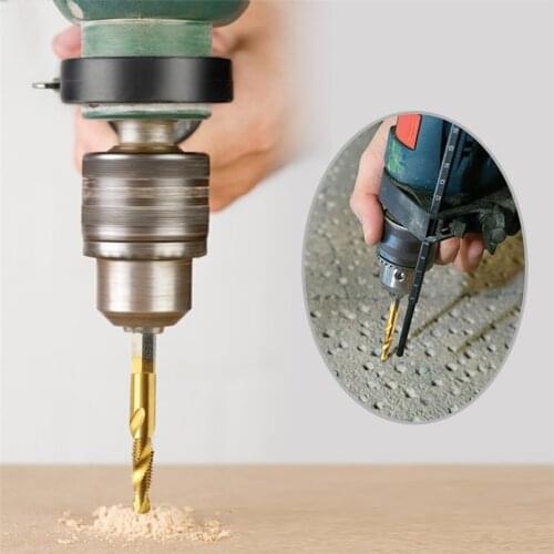 6pcs Twist Drill Bit Set 1/4 inch Hex Shank M3-M10 Thread HSS Drilling Tap Bits Strong Toughness Metal Portable Supplies