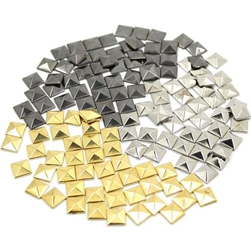 8/10MM Iron On Metal Rhinestuds Hot Fix Square Studs Flat Back Copper Material For Clothes Shoes DIY Crafts 100pcs
