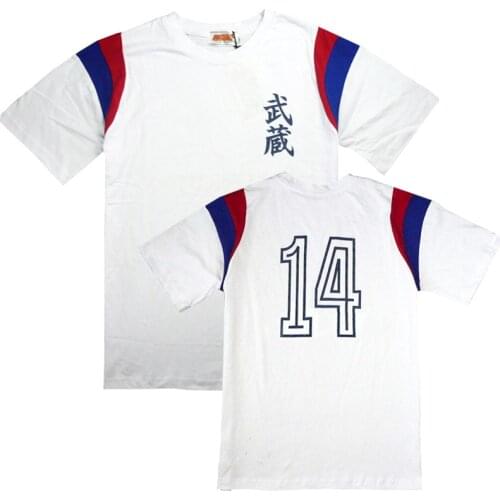 Anime Captain Tsubasa Cosplay Costume Jun Misugi No 14 Short Sleeve Men Jersey Cotton T-shirt M-2XL Free Shipping