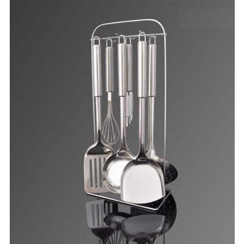 Free shipping stainless steel kitchenware 7 pieces set kitchenware set spatula spoon sooktops shelf rack
