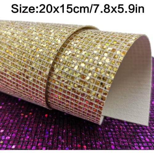20*15cm Sparkly Sequin Chunky Glitter Vinyl PU Faux Leatherette Sewing Fabric Sheet iridescent Bow Craft DIY Earring Making