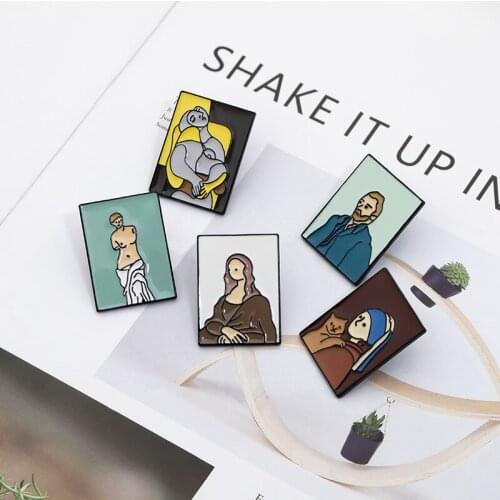 Find Me Creative Alloy Oil Painting Art Brooch Portrait Pattern Brooch Decoration Accessories