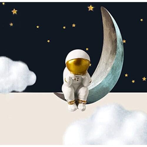 Black White Print Picture Astronaut Canvas Painting Space Stars Nebula Poster Wall Art Cuadros For Nursery Kid Room Decor Nordic