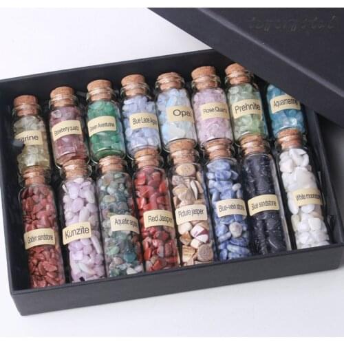 Color Crystal Polished Gravel Wishing Bottle Decoration Set with Gift Box