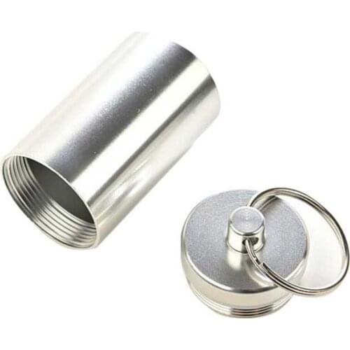 Pill Fob Box Holder Container Keychain Metal Case Outdoor Travel Emergency Men Women Camping Tool
