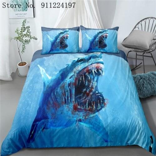 Home Textile Deep Sea Shark Duvet Cover Comforter Bedding Set 3D Printing 3pcs Quilt Cover Single Double Queen King Size