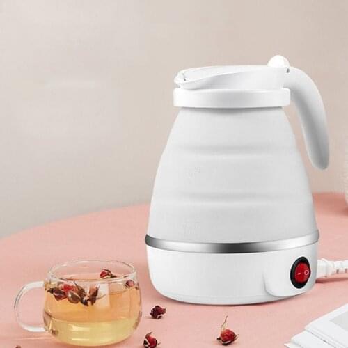 220V ABS Home Space-saving Electric Kettle Foldable Hot Water Tea Kettle Cup Outdoor Heating Hot Water Silicon Kettle Stainless