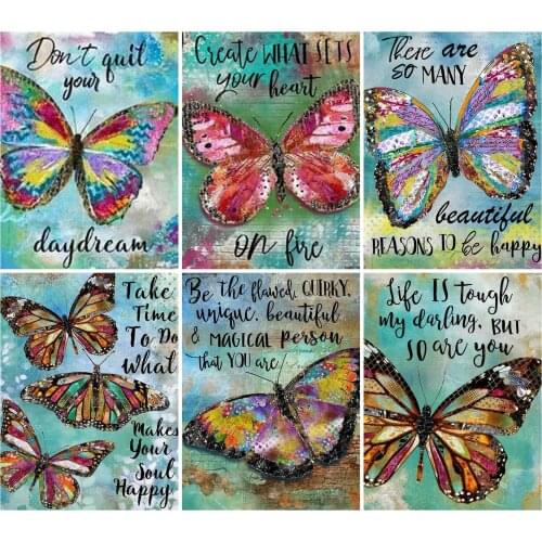 Evershine 5D DIY Diamond Painting Butterfly Diamond Embroidery Animal Full Square Round Rhinestones Pictures Home Decor