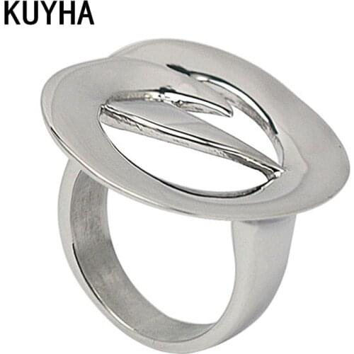 Europe America Silver Color Charms Top 3D Round Party Present Large Hollow Design Finger Punk Irregular Ring for Women Bagues