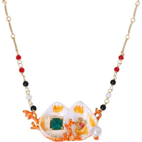 European and American New Alien Marine Life Series Shell Pearl Coral Short Clavicle Chain Necklace Necklace Female Accessories