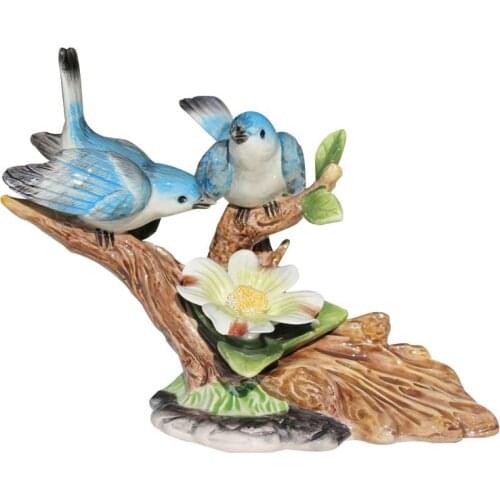 PORCELAIN BIRD LOVERS MINI HANDMADE CERAMICS COUPLE BIRDIE FIGURINE WEDDING DECOR CRAFT GIFT VALENTINES DAY ADORNMENT R2150