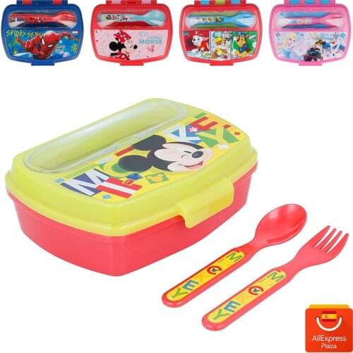 Sandwichera Fiambrera with cutlery for Minnie, Mickey, Spiderman, Frozen, canine patrol. BPA free