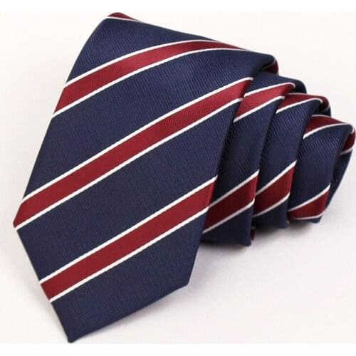 Top Quality Fashion Ties for Men Navy Blue Stripes Necktie Classic Gentleman Wedding Party Tie 7cm Width Neck Tie with Gift Box