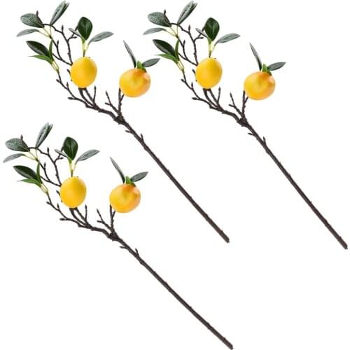 Artificial Lemon Bunch Plants Home Decor Fruit Props 3pcs 50 Cm Plastic Vine Beautiful 50cm Realistic Party Wedding