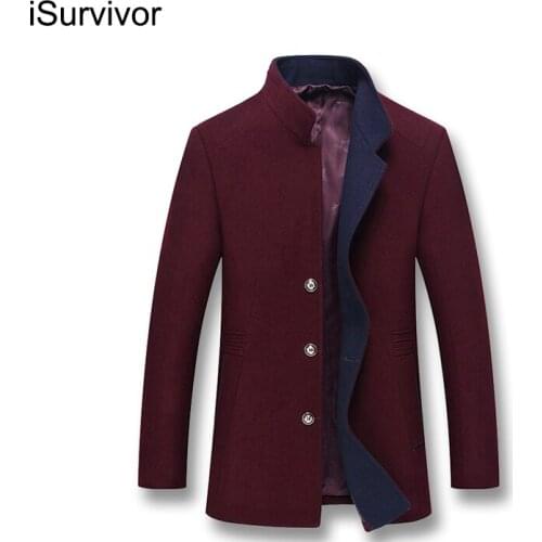 ISurvivor 2021 Men Wool Coats Jackets Hombre Male Casual Fashion Slim Fit Winter Wool Nylon Thick Coats Jackets Outwear Parkas