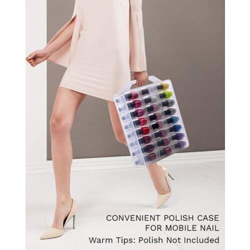 48 Grid Nail Polish Storage Box Makeup Organizer Portable Nail Polish Holder Clear Adjustable Double-layer Toolbox Plastic Box