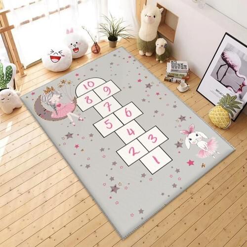 Soho Hopscotch childrens room carpet with Rabbit and Girl carpet rug