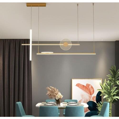 Creative Black/Gold LED Chandelier Modern Nordic Simple Long Hanging Light Dining Living Room Bar Coffee Shop Home Pendant Lamp