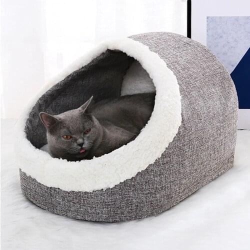 Pet Keep Warm Bed Winter Dog Cat Deep sleep comfort in House With Soft little Mat for cat‘s Puppy Sleeping Cozy Cave Washable
