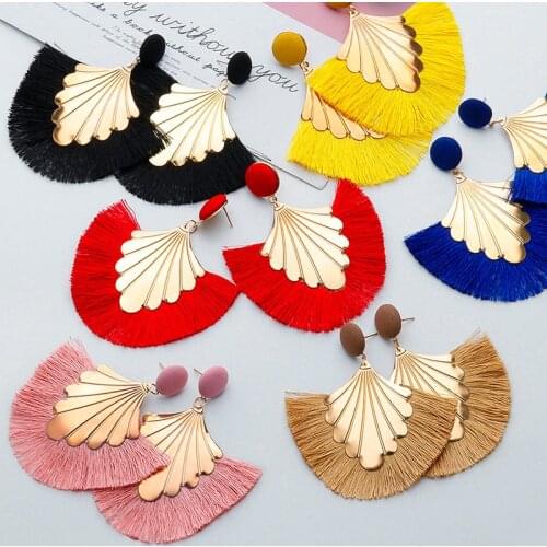 LOVR New Bohemian Big Tassel Drop Earrings for Women Red Fashion Statement Wedding Fringe Dangle Earring 2019 Jewelry