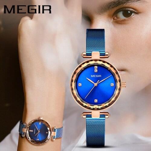 MEGIR Women Watch 4211 Fashion Elegant Ladies Dress Bracelet Simple Waterproof Quartz Lady Blue Watches Relogio Feminino Clock