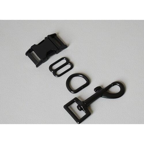 100 suit metal buckle adjust buckle D ring metal dog clasp for handmade puppy Collar leash set harness Dee Rings 20mm black